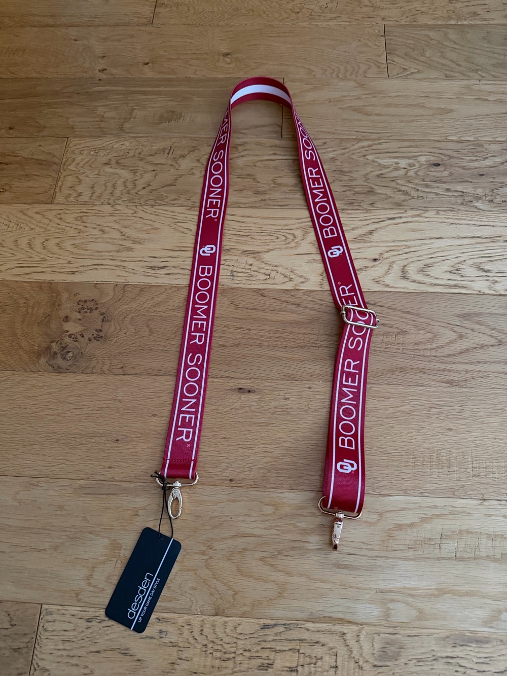 NWT - Desden - Oklahoma QU "Boomer Sooner" Canvas Purse Strap